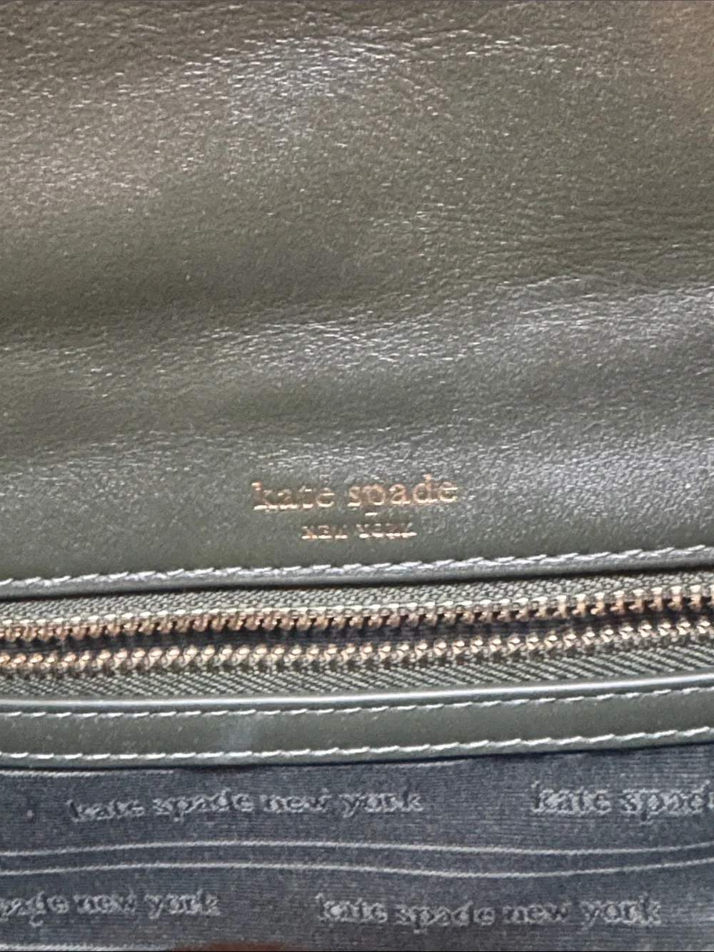 Kate Spade Quilted Olive Green Leather Chain Shoulder Bag with Gold Hardware